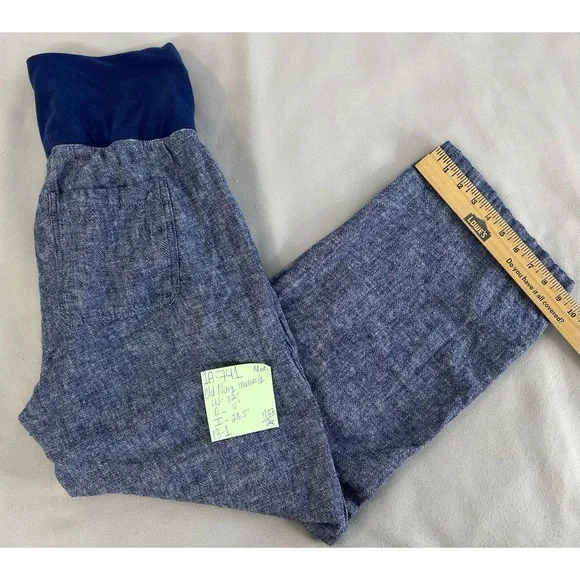 Old Navy Maternity Linen-Blend Blue Waistband Wide Leg Pants Medium - Picture 9 of 9